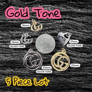 Lot Of 5 GG Gold/Silver Tone Assorted Zipper Pull Button Charms